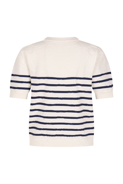 knit top stripe longsleeve - regular fit - whitenavy