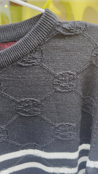 knit top stripe longsleeve - regular fit - blackwhite