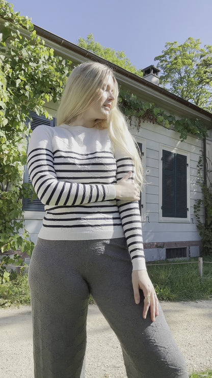 knit top stripe longsleeve - regular fit - whitenavy